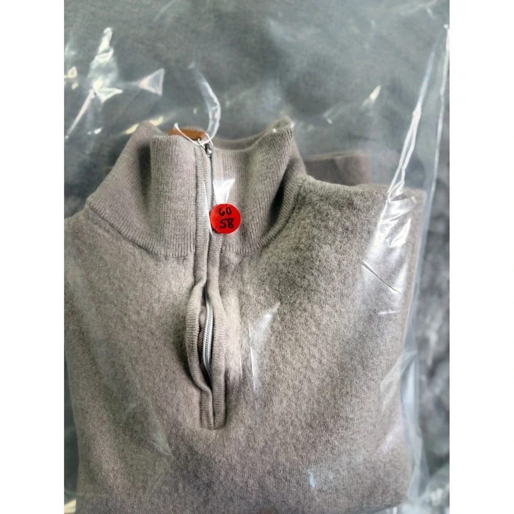 Collars & Co. Men's Sweater L fits XS Leather Pull Australian Merino Wool